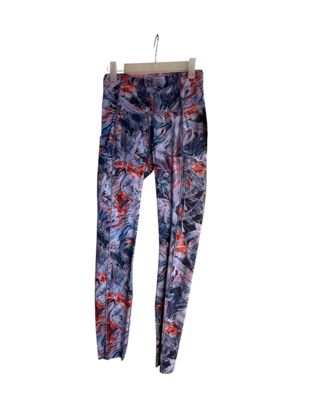 Lulu Lemon Abstract Marble Print High-Waist Leggings - Blue & Red